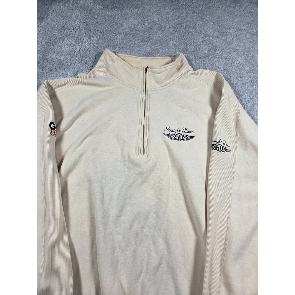 Straight‎ Down Quarter Zip XXL Cream Mens Golf Tips Magazine Ribbed Pullover